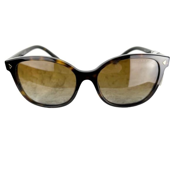 Prada NEW Square Tortoise Sunglasses PR 22ZS Polarized Brown Gradient Gold Logo - Picture 2 of 10